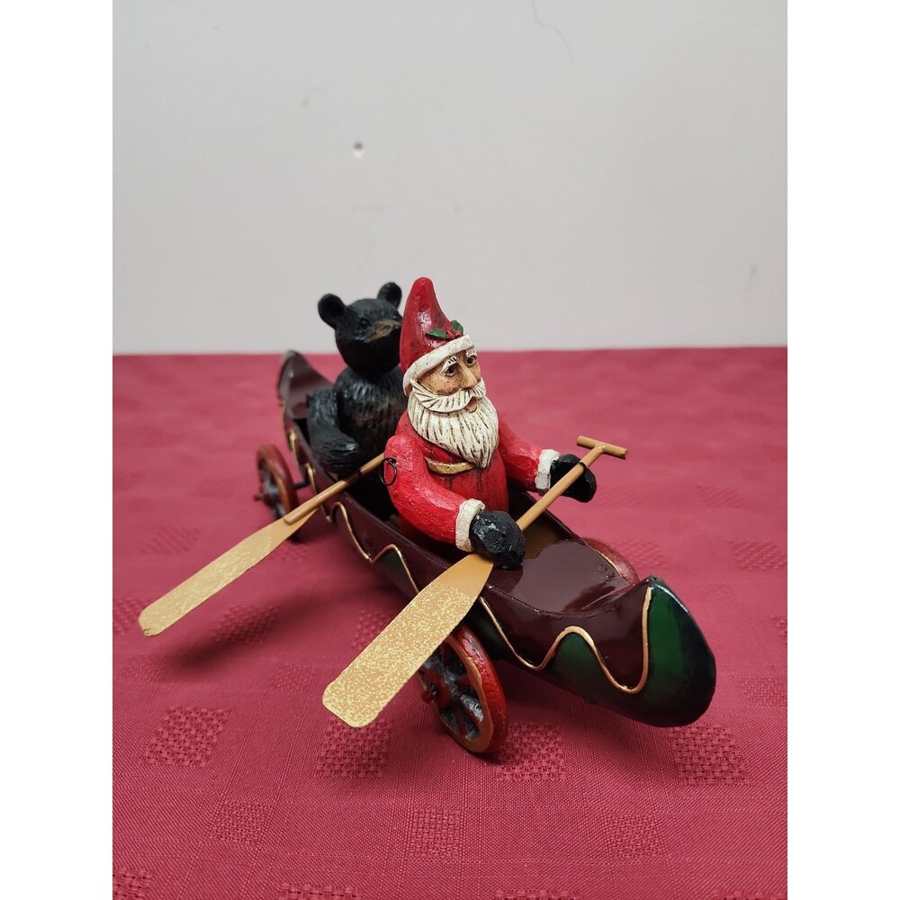 Christmas Around World "Santas Canoe" Decoration HouseOfLloyd 1980s 11.5" W Box